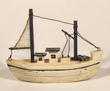 Fishing Trawler Sail Boat White 8" Wooden Boat Model