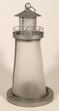 Frosted Glass Lighthouse 9 1/4" Metal Candle Holder Lamp Light