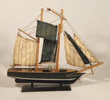 Sail Boat Dark Green and White 9" Wooden Boat Model