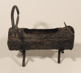 Antique Saw and Axe Hollowed Tree Log Welded Steel Metal Ashtray