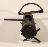 Antique Saw and Axe Hollowed Tree Log Welded Steel Metal Ashtray