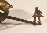 Vintage Civil War Style Double Cannon with Soldier 11 1/4" Brass Metal Sculpture