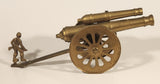 Vintage Civil War Style Double Cannon with Soldier 11 1/4" Brass Metal Sculpture