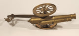 Vintage Civil War Style Double Cannon with Soldier 11 1/4" Brass Metal Sculpture