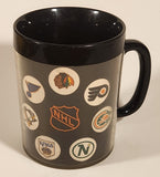 Vintage 1970 Thermo Serv NHL Hockey Team Logos 4" Black Plastic Coffee Mug Cup