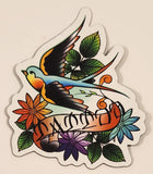 Tattoo Colorful Bird and Flowers Thin Rubber Fridge Magnet