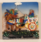 Carretto Siciliano Sicilian Cart with Mount Etna In The Background 3D Resin Fridge Magnet