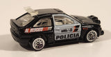 2000 Hot Wheels World Racers 2 Ford Escort Rally #1 Police Cops Policia Black with White Doors Die Cast Toy Car Vehicle