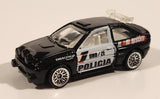 2000 Hot Wheels World Racers 2 Ford Escort Rally #1 Police Cops Policia Black with White Doors Die Cast Toy Car Vehicle