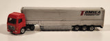 2009 Tomy Tomica No. 77 Hino Profia Transport Semi Truck and Trailer Red and Silver Die Cast Toy Car Vehicle