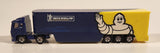 2018 Tomy Tomica Michelin Tires Semi Truck and Trailer Blue and Yellow Die Cast Toy Car Vehicle