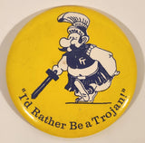 Rare Vintage E. D. Feehan High School Football Team Saskatoon "I'd Rather Be A Trojan!" 3 1/4" Pinback Button