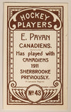 1991 Hockey Immortals C55 A Lancaster Reprint 1911-12 Imperial Tobacco Hockey Players No. 43 E. Payan Canadiens Mini Sports Trading Card