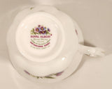 Vintage 1970s Royal Albert Flower of the Month Series September Michaelmas Daisy Purple Flowers Bone China Tea Cup & Saucer Set