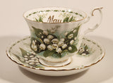 Vintage 1970s Royal Albert Flower of the Month Series May Lily Of The Valley White Flowers Bone China Tea Cup & Saucer Set