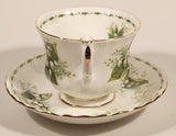 Vintage 1970s Royal Albert Flower of the Month Series May Lily Of The Valley White Flowers Bone China Tea Cup & Saucer Set