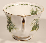 Vintage 1970s Royal Albert Flower of the Month Series May Lily Of The Valley White Flowers Bone China Tea Cup & Saucer Set