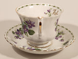 Vintage 1970s Royal Albert Flower of the Month Series February Violet Purple Flowers Bone China Tea Cup & Saucer Set