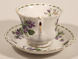 Vintage 1970s Royal Albert Flower of the Month Series February Violet Purple Flowers Bone China Tea Cup & Saucer Set