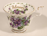 Vintage 1970s Royal Albert Flower of the Month Series February Violet Purple Flowers Bone China Tea Cup & Saucer Set