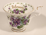 Vintage 1970s Royal Albert Flower of the Month Series February Violet Purple Flowers Bone China Tea Cup & Saucer Set