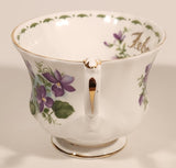 Vintage 1970s Royal Albert Flower of the Month Series February Violet Purple Flowers Bone China Tea Cup & Saucer Set