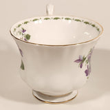 Vintage 1970s Royal Albert Flower of the Month Series February Violet Purple Flowers Bone China Tea Cup & Saucer Set
