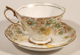 Vintage Royal Albert Crown China Light Green Flowers Tea Cup & Saucer Set