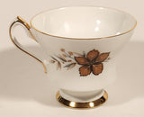 Vintage Windsor Bone China Grey and Brown Fall Autumn Leaves Tea Cup & Saucer Set