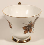Vintage Windsor Bone China Grey and Brown Fall Autumn Leaves Tea Cup & Saucer Set