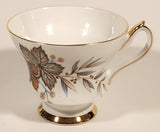 Vintage Windsor Bone China Grey and Brown Fall Autumn Leaves Tea Cup & Saucer Set