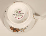 Vintage Windsor Bone China Grey and Brown Fall Autumn Leaves Tea Cup & Saucer Set