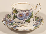 Vintage Royal Albert Bone China England Flower Of The Month Series Set of Twelve No. 9 "Morning Glory" Blue Purple Flowers Tea Cup & Saucer Set
