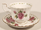Vintage 1970s Royal Albert Flower of the Month Series November Chrysanthemum Pink Flowers Bone China Tea Cup & Saucer Set