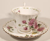 Vintage 1970s Royal Albert Flower of the Month Series November Chrysanthemum Pink Flowers Bone China Tea Cup & Saucer Set