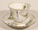 Vintage 1970s Royal Albert Flower of the Month Series January Snowdrops White Flowers Bone China Tea Cup & Saucer Set