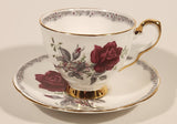 Vintage Royal Staffordshire Bone China "Roses To Remember" Red Flowers Tea Cup & Saucer Set