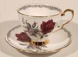 Vintage Royal Staffordshire Bone China "Roses To Remember" Red Flowers Tea Cup & Saucer Set