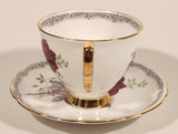 Vintage Royal Staffordshire Bone China "Roses To Remember" Red Flowers Tea Cup & Saucer Set