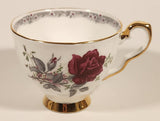 Vintage Royal Staffordshire Bone China "Roses To Remember" Red Flowers Tea Cup & Saucer Set