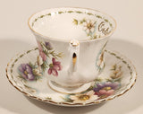 Vintage 1970s Royal Albert Flower of the Month Series October Cosmos Pink and Purple Flowers Bone China Tea Cup & Saucer Set