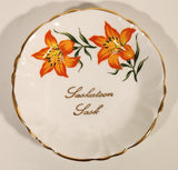 Vintage Royal Windsor Bone China Floral Emblem of Saskatchewan Prairie Lily Flower Saskatoon, Sask. 3 1/2" Trinket Dish Plate