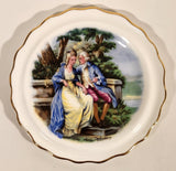 Vintage Royal Grafton Fine Bone China Colonial Couple on Bench in Garden 4" Trinket Dish Plate