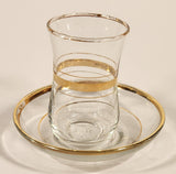 Turkish Gold Trimmed Tea Glass Cup And Saucer