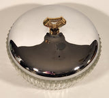 Vintage Ribbed Glass Candy Dish with Chrome Lid