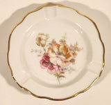 Vintage Gerold Porzellan Pink Wild Rose Flowers Gold Trimmed 5" Ash Tray Made in West Germany