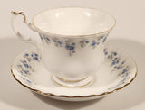 Vintage 1965 Royal Albert Bone China England Memory Lane Blue Flowers Tea Cup & Saucer Set