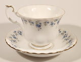 Vintage 1965 Royal Albert Bone China England Memory Lane Blue Flowers Tea Cup & Saucer Set
