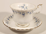 Vintage 1965 Royal Albert Bone China England Memory Lane Blue Flowers Tea Cup & Saucer Set