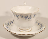 Vintage 1965 Royal Albert Bone China England Memory Lane Blue Flowers Tea Cup & Saucer Set